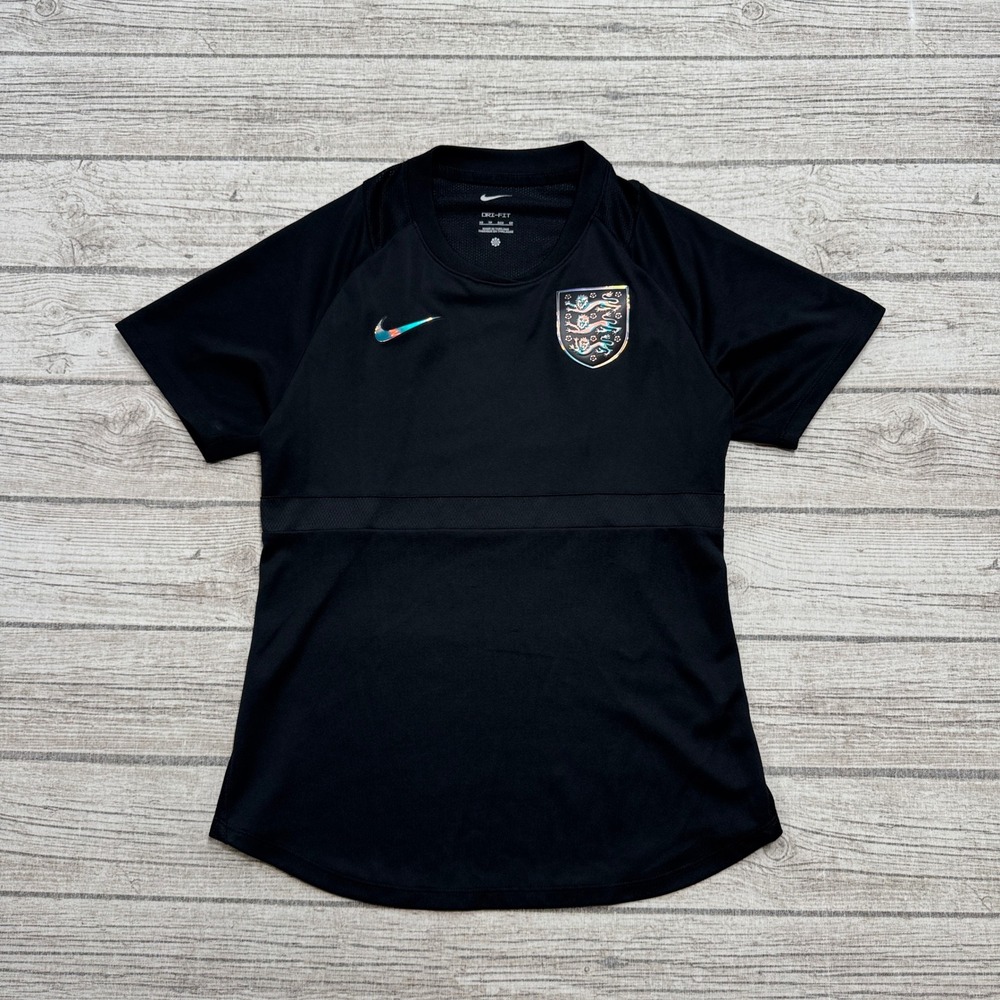 Nike England Soccer Jersey Women's XS Black Iridescent Dri-FIT Mesh Training Gym
